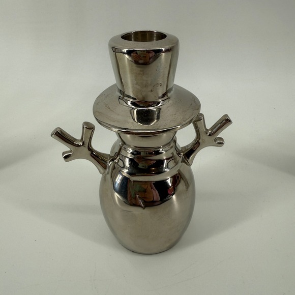 Set of 3 Silver Metal Reindeer & Snowman Candle Holders Modern Christmas Decor - Picture 4 of 13